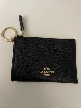 Coach Mini Skinny ID Case Black Leather Gold Hardware NWOT